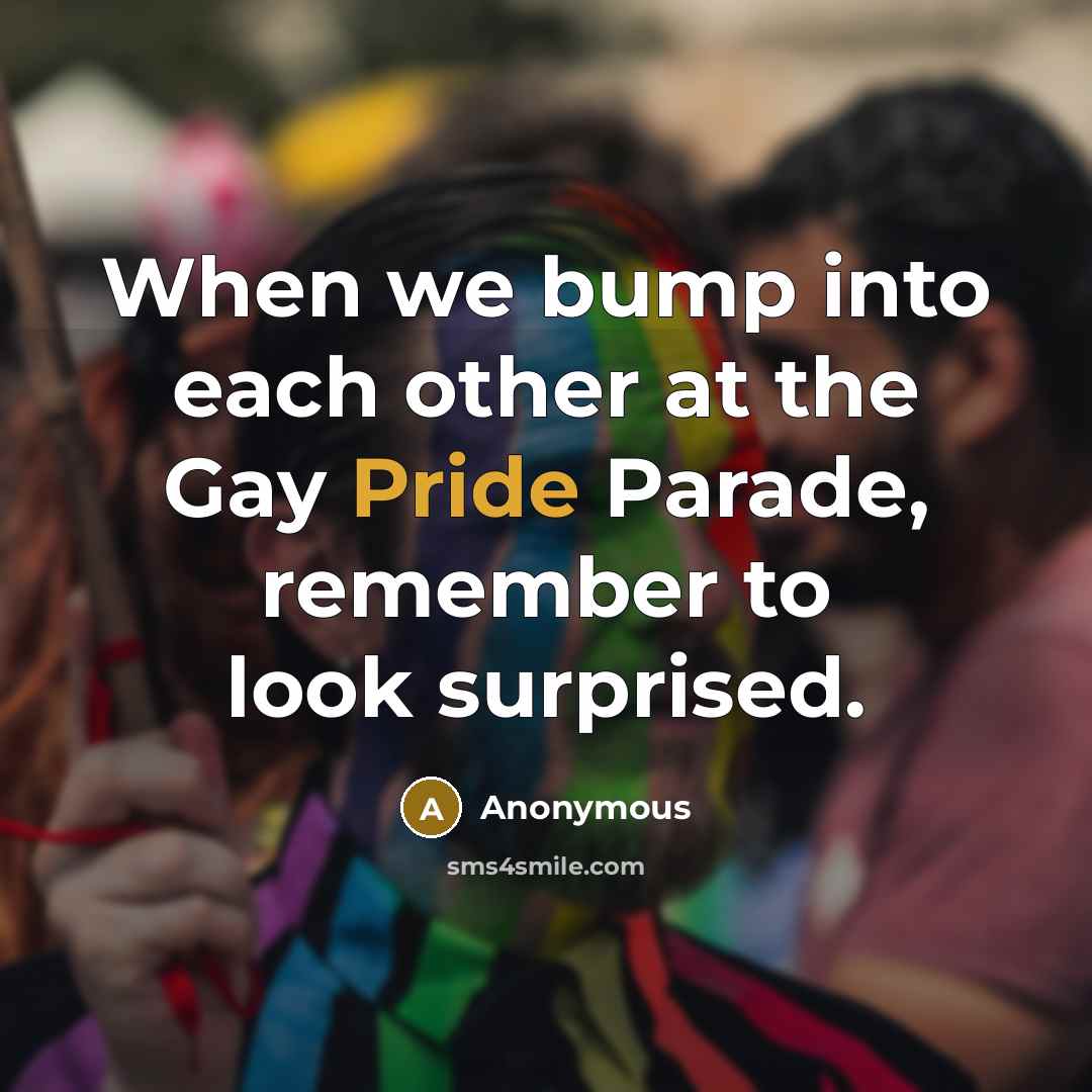“When we bump into each other at the Gay Pride…” quote by Anonymous