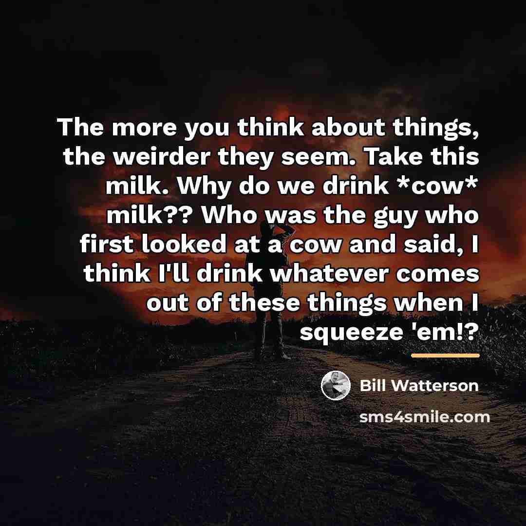 “The more you think about things, the weirder they seem.…” quote by Bill Watterson