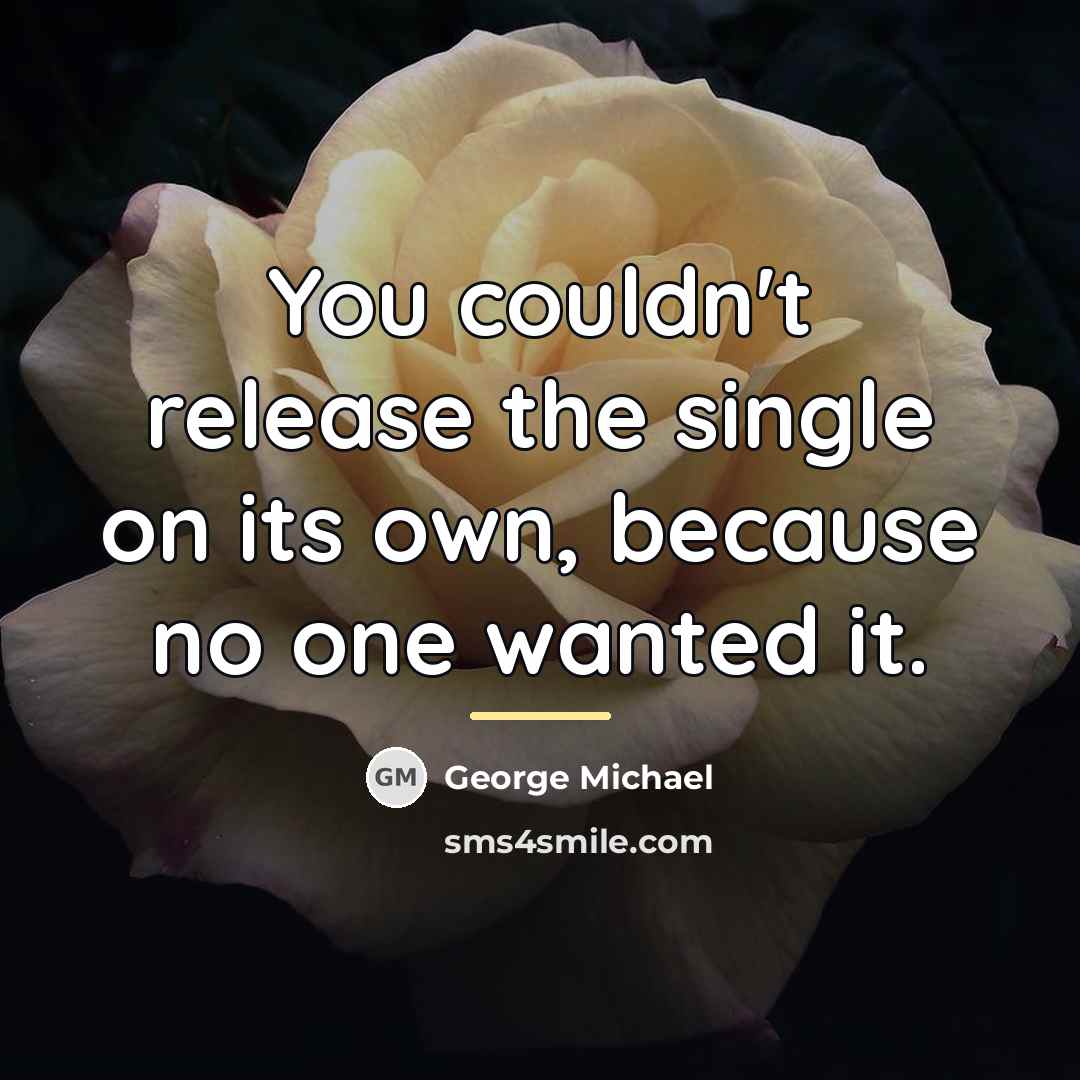 “You couldn't release the single on its own, because no…” quote by George Michael