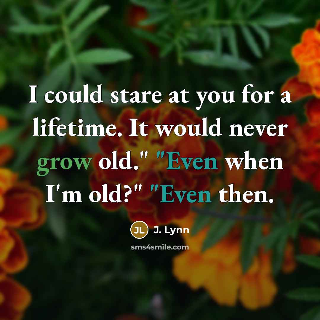 “I could stare at you for a lifetime. It would…” quote by J. Lynn