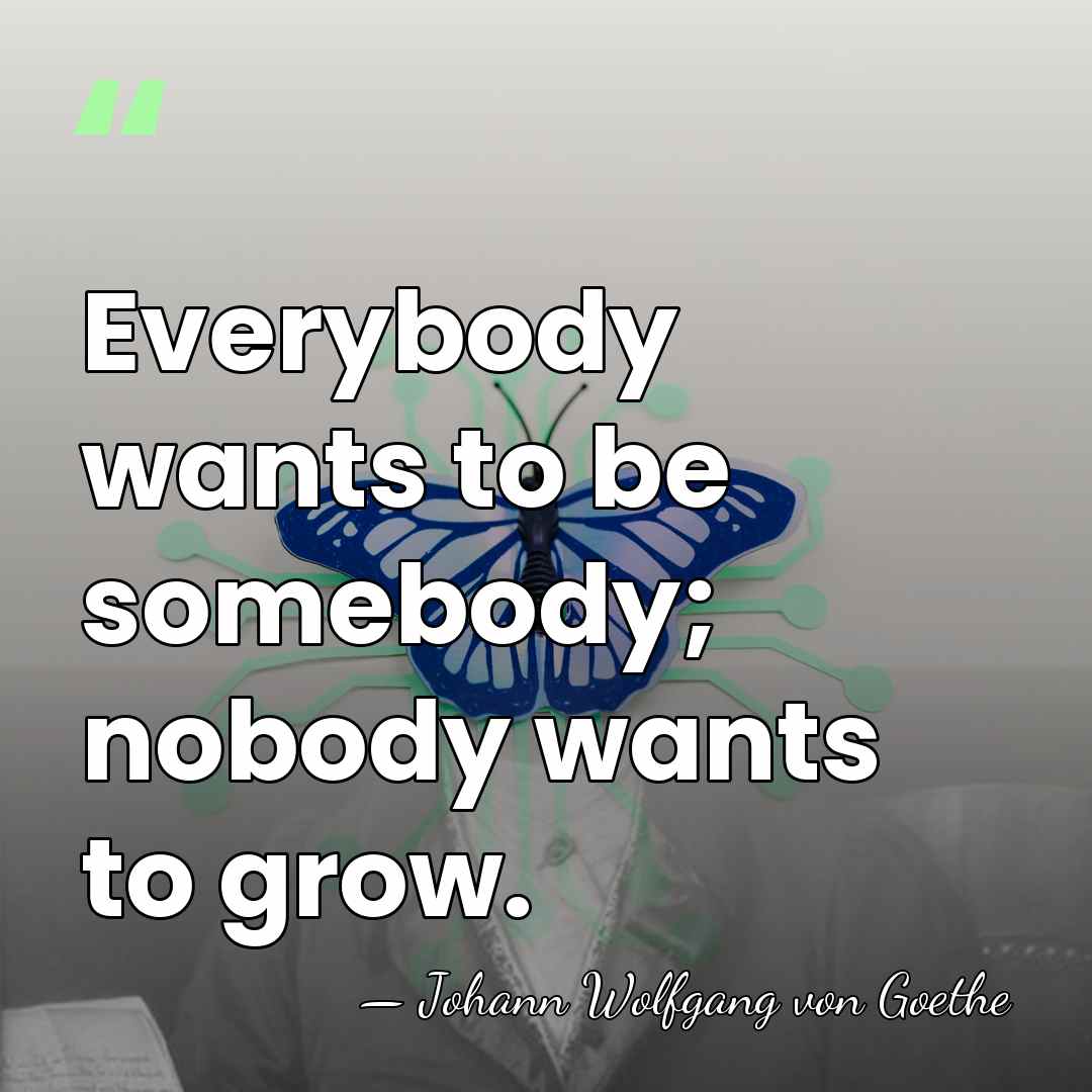 Everybody wants to be somebody; nobody wants to grow. - Johann Wolfgang von Goethe