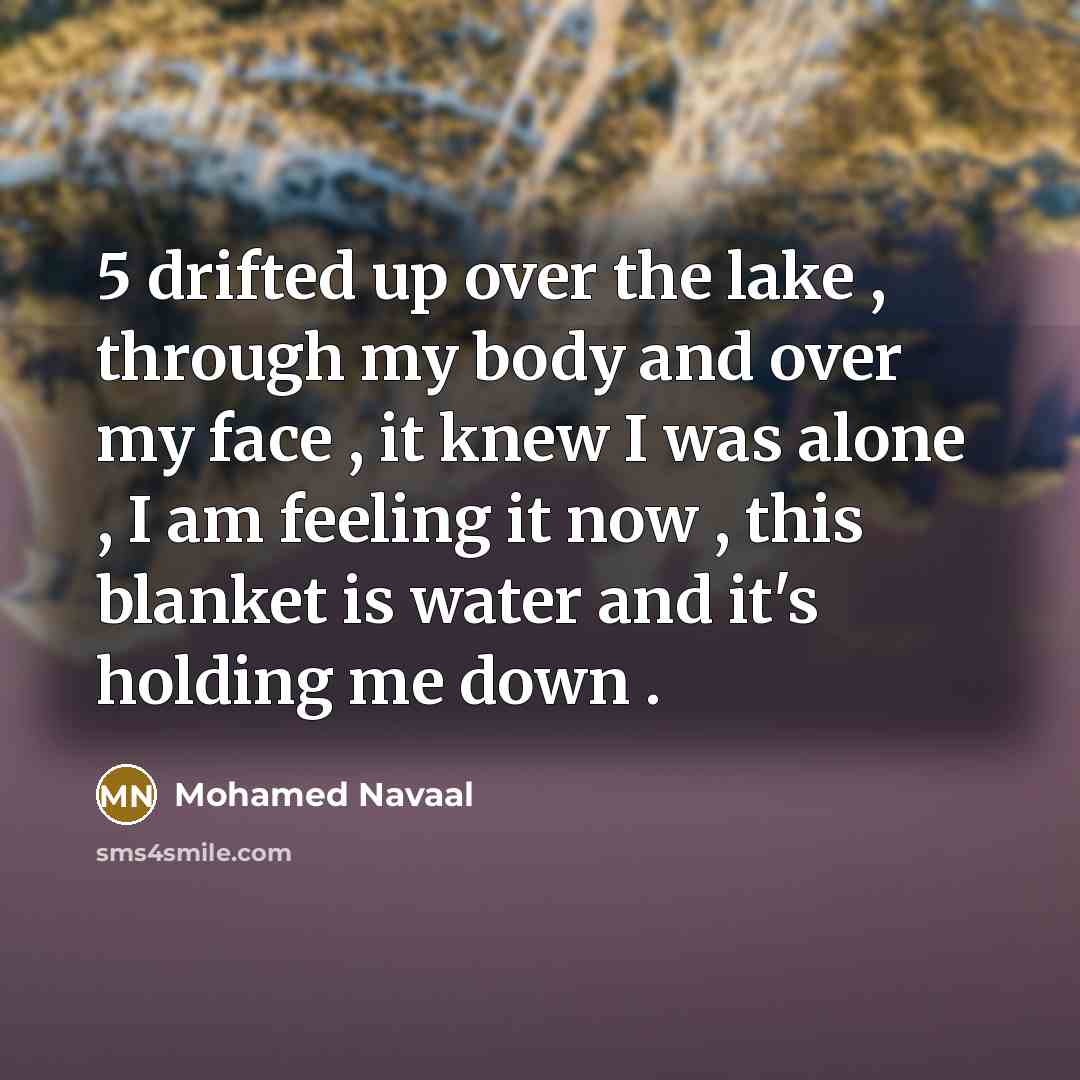“5 drifted up over the lake , through my body…” quote by Mohamed Navaal