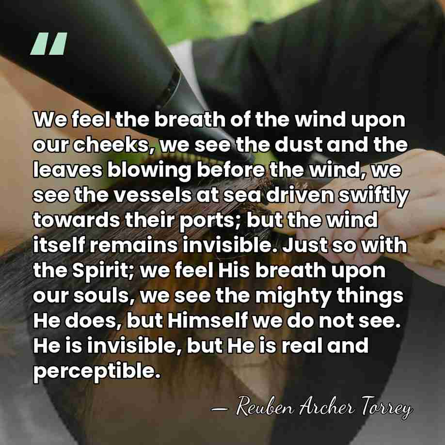 We feel the breath of the wind upon our cheeks, we see&hellip; - Reuben Archer Torrey