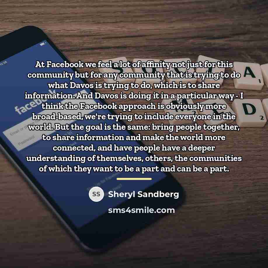 “At Facebook we feel a lot of affinity not just…” quote by Sheryl Sandberg