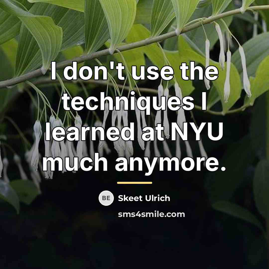 “I don't use the techniques I learned at NYU much…” quote by Skeet Ulrich