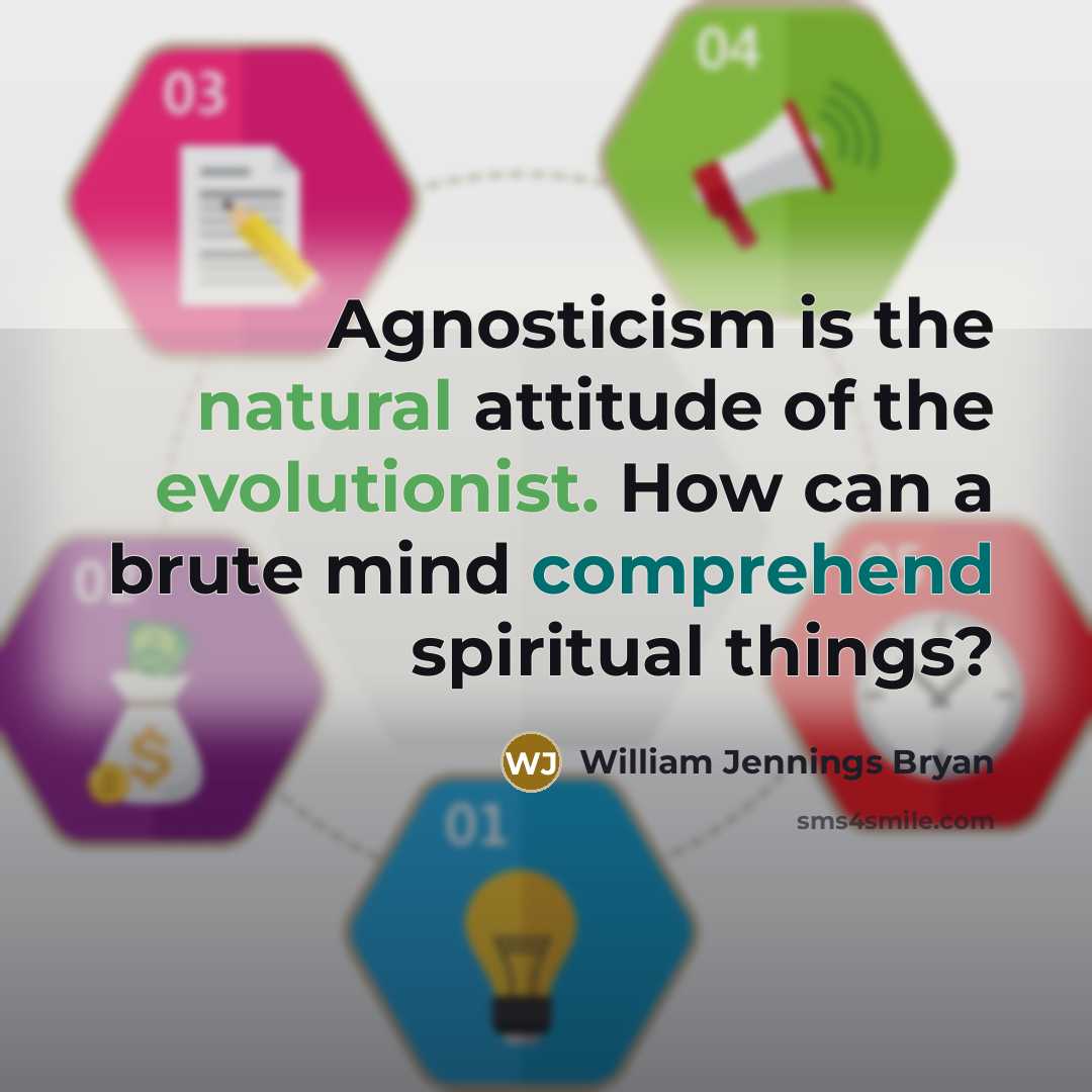 “Agnosticism is the natural attitude of the evolutionist. How can…” quote by William Jennings Bryan