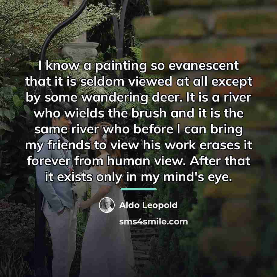 “I know a painting so evanescent that it is seldom…” quote by Aldo Leopold