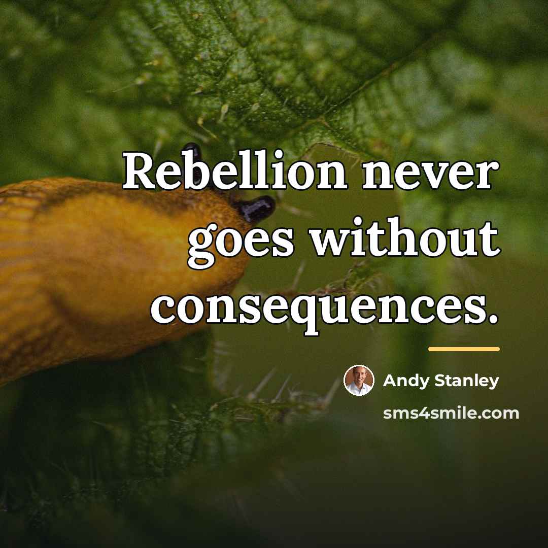 “Rebellion never goes without consequences.…” quote by Andy Stanley