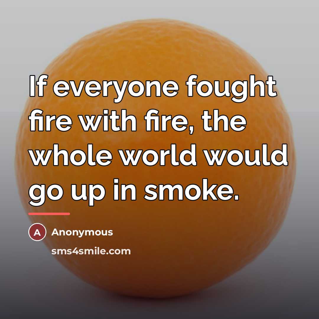 “If everyone fought fire with fire, the whole world would…” quote by Anonymous