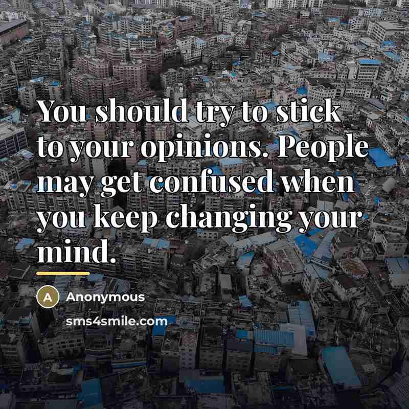 “You should try to stick to your opinions. People may…” quote by Anonymous