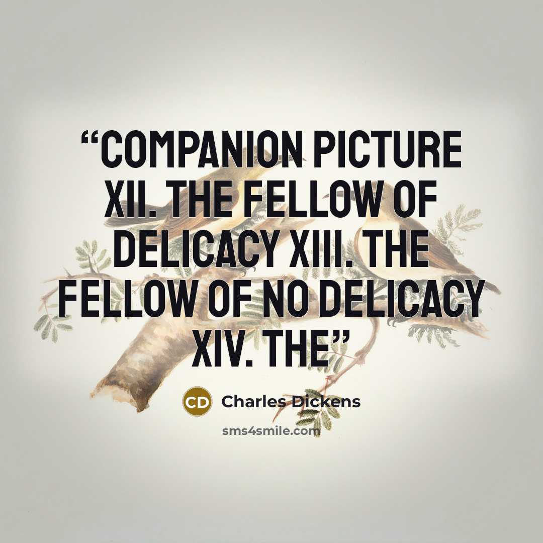 “Companion Picture XII. The Fellow of Delicacy XIII. The Fellow of No Delicacy XIV. The” quote by Charles Dickens