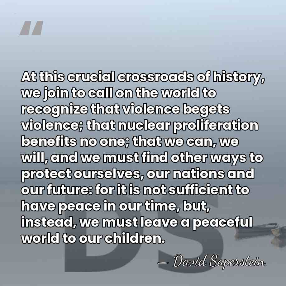 At this crucial crossroads of history, we join to call on the&hellip; - David Saperstein