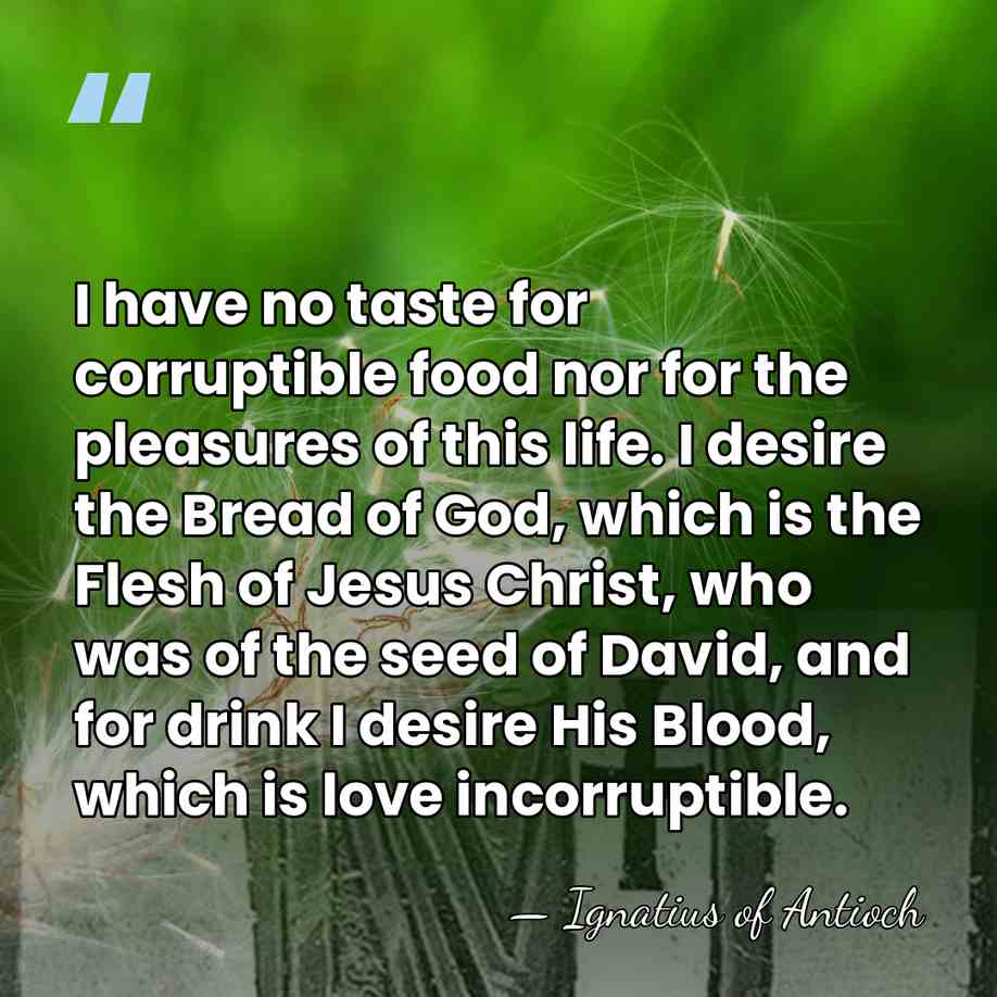 I have no taste for corruptible food nor for the pleasures of&hellip; - Ignatius of Antioch