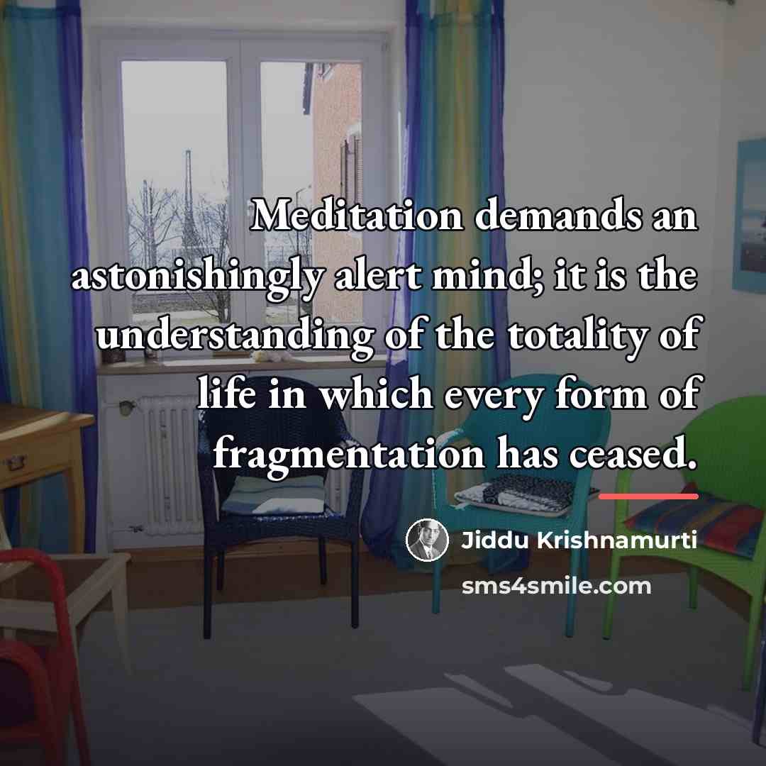 “Meditation demands an astonishingly alert mind; it is the understanding…” quote by Jiddu Krishnamurti