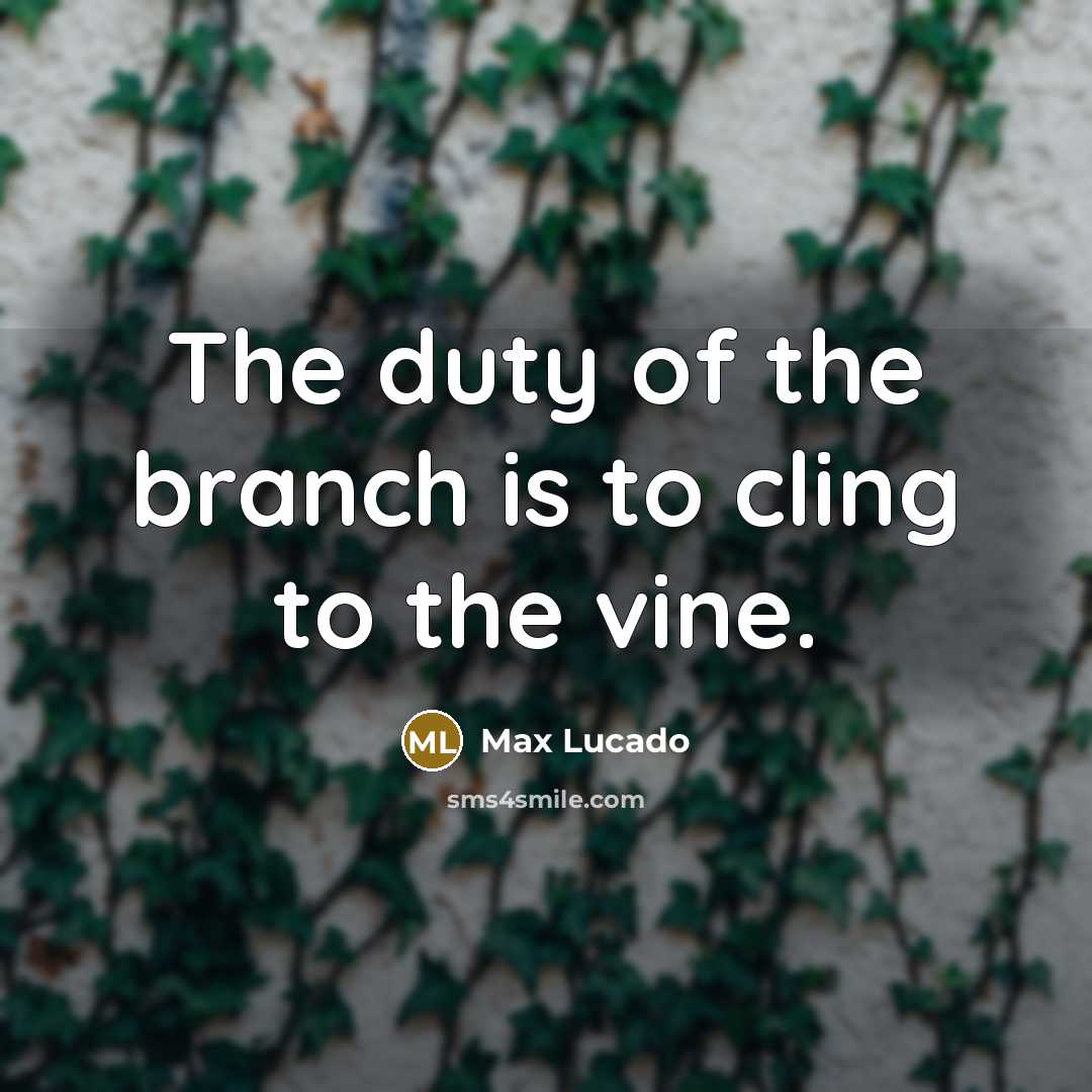 “The duty of the branch is to cling to the…” quote by Max Lucado