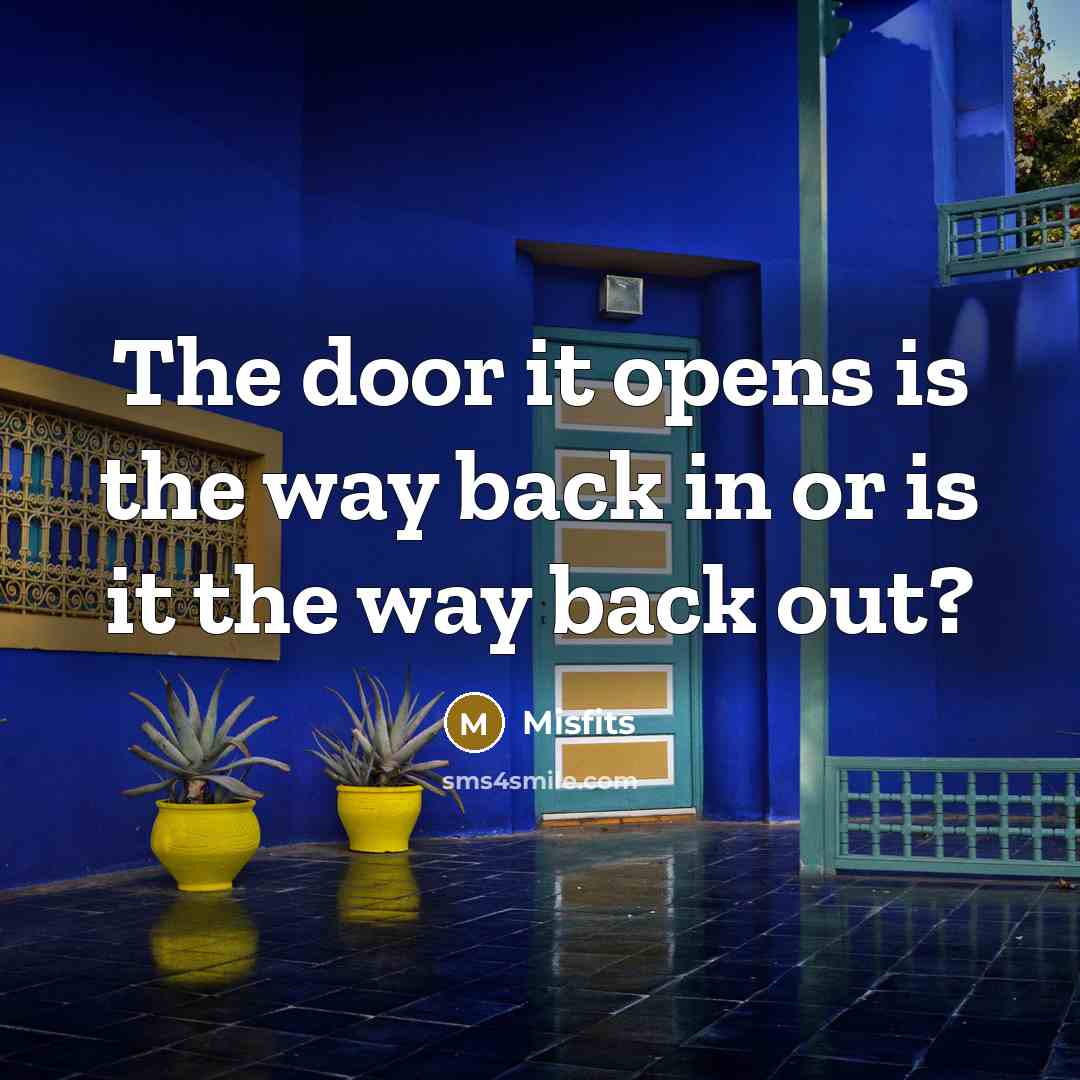 “The door it opens is the way back in or is it the way back out?” quote by Misfits