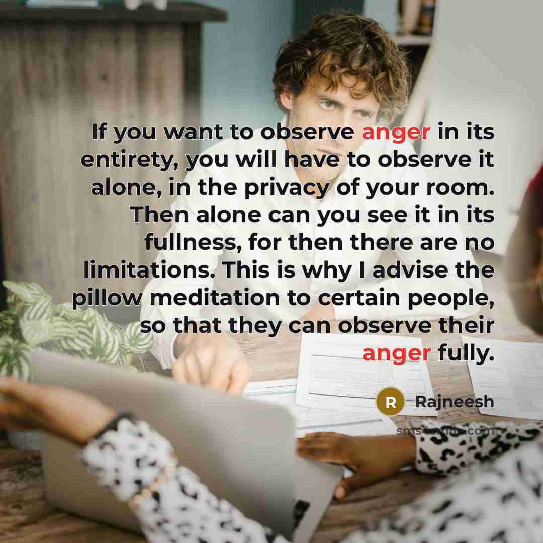 “If you want to observe anger in its entirety, you…” quote by Rajneesh