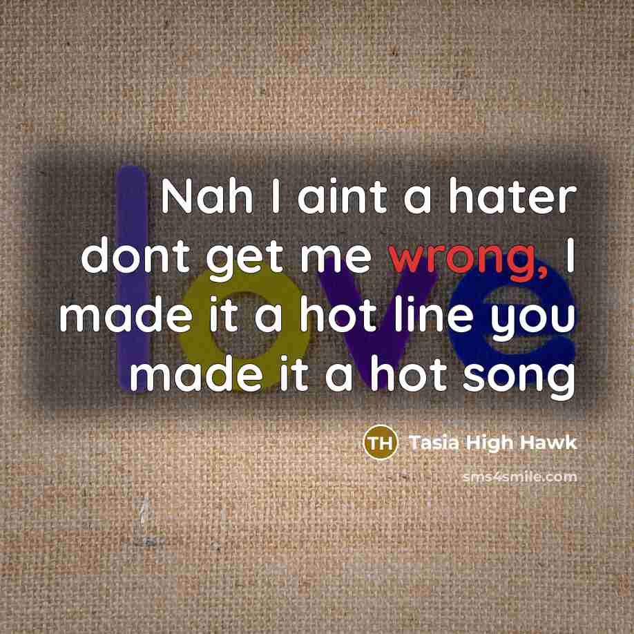 “Nah I aint a hater dont get me wrong, I…” quote by Tasia High Hawk