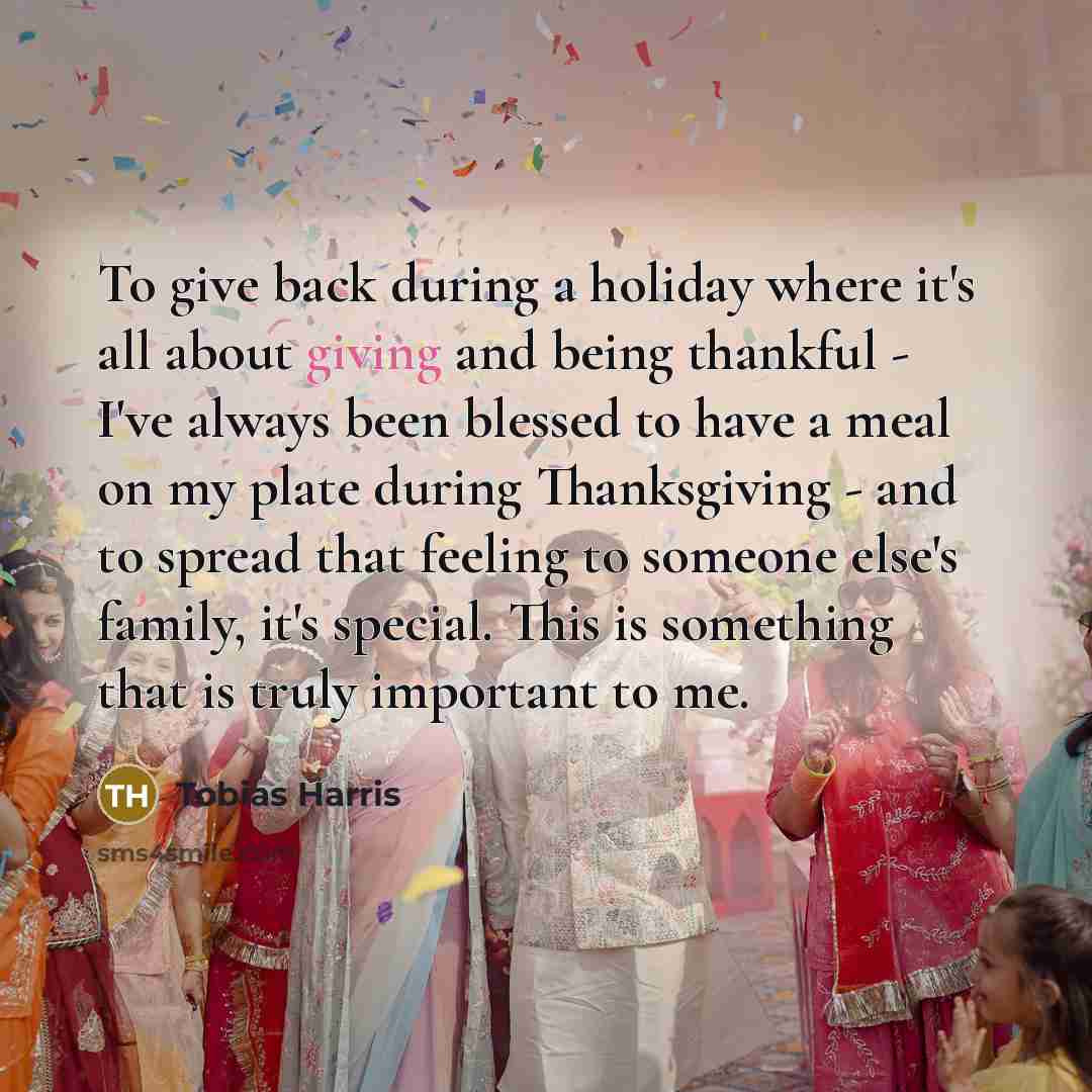 “To give back during a holiday where it's all about…” quote by Tobias Harris