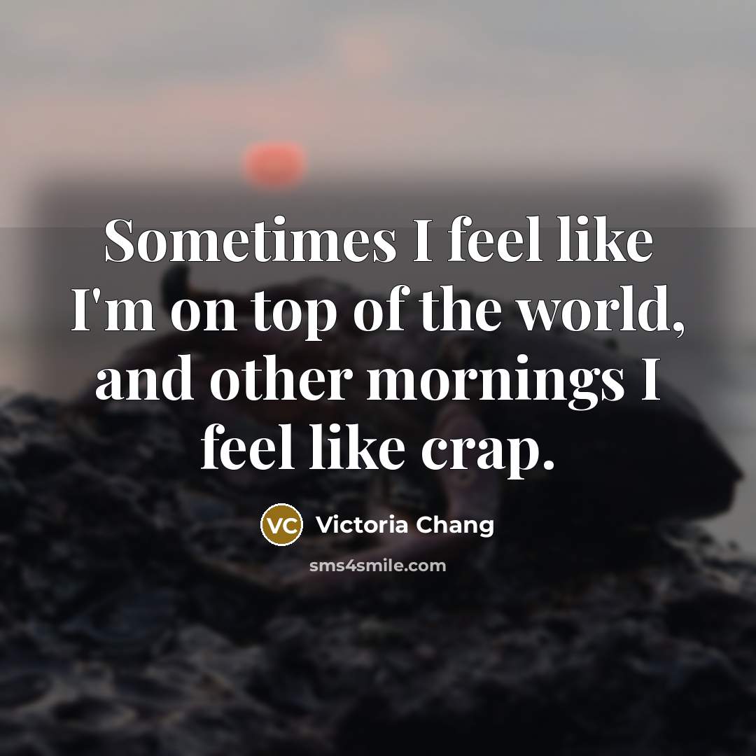“Sometimes I feel like I'm on top of the world,…” quote by Victoria Chang