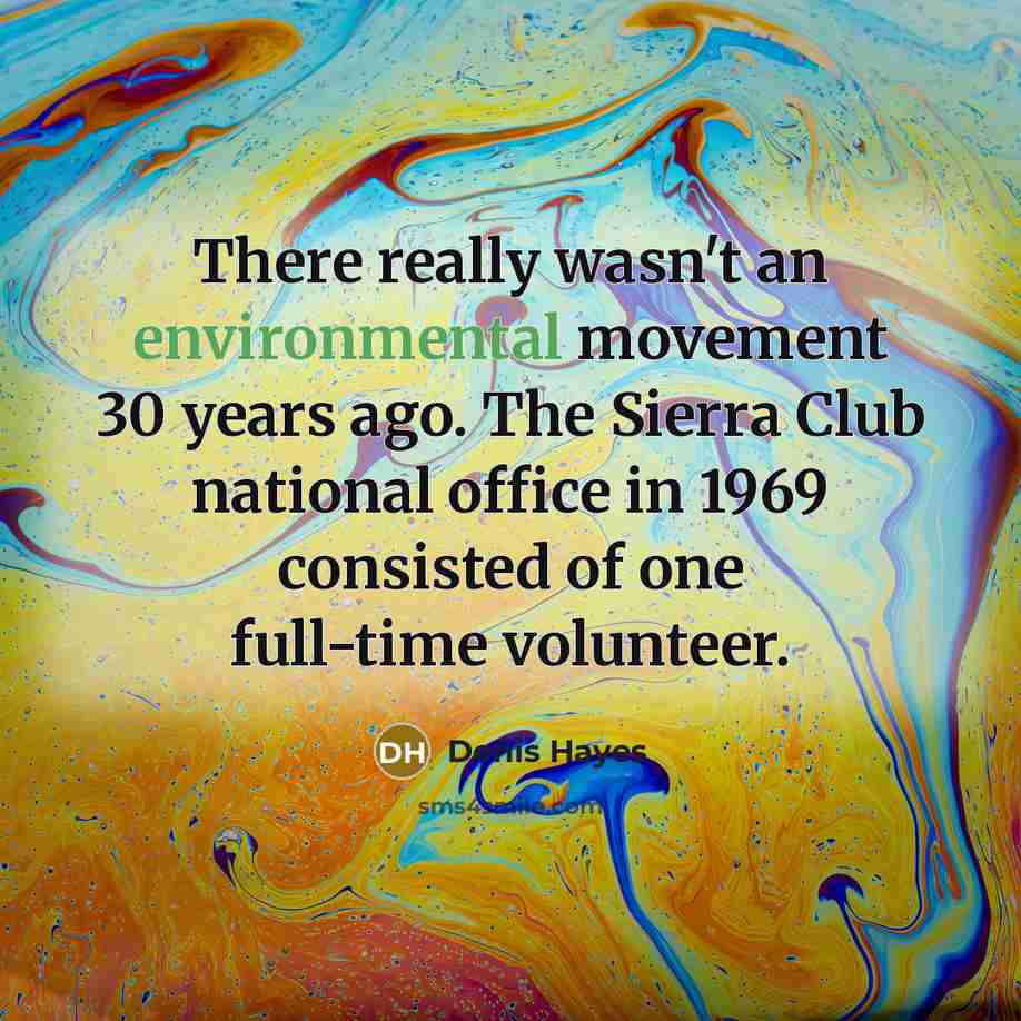 “There really wasn't an environmental movement 30 years ago. The…” quote by Denis Hayes