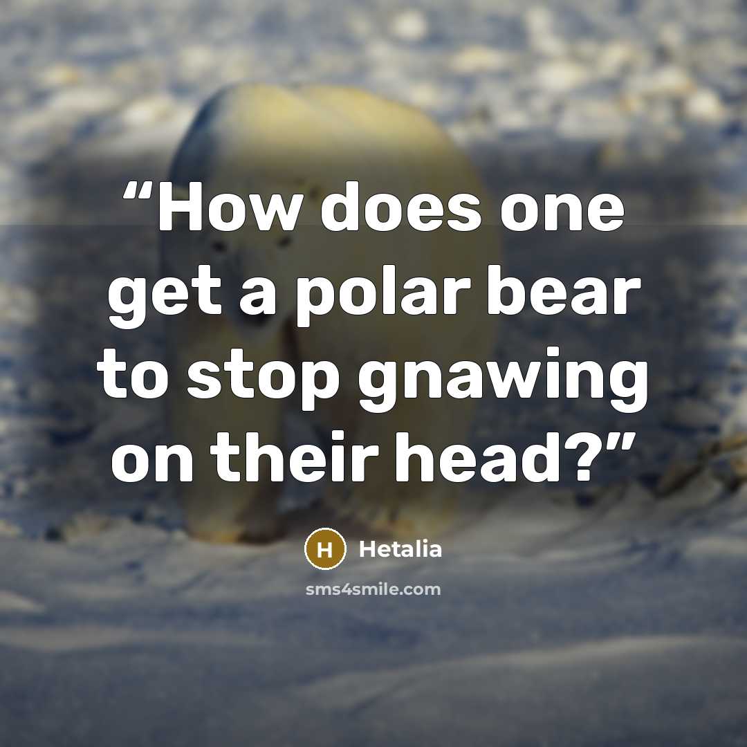 “How does one get a polar bear to stop gnawing on their head?” quote by Hetalia