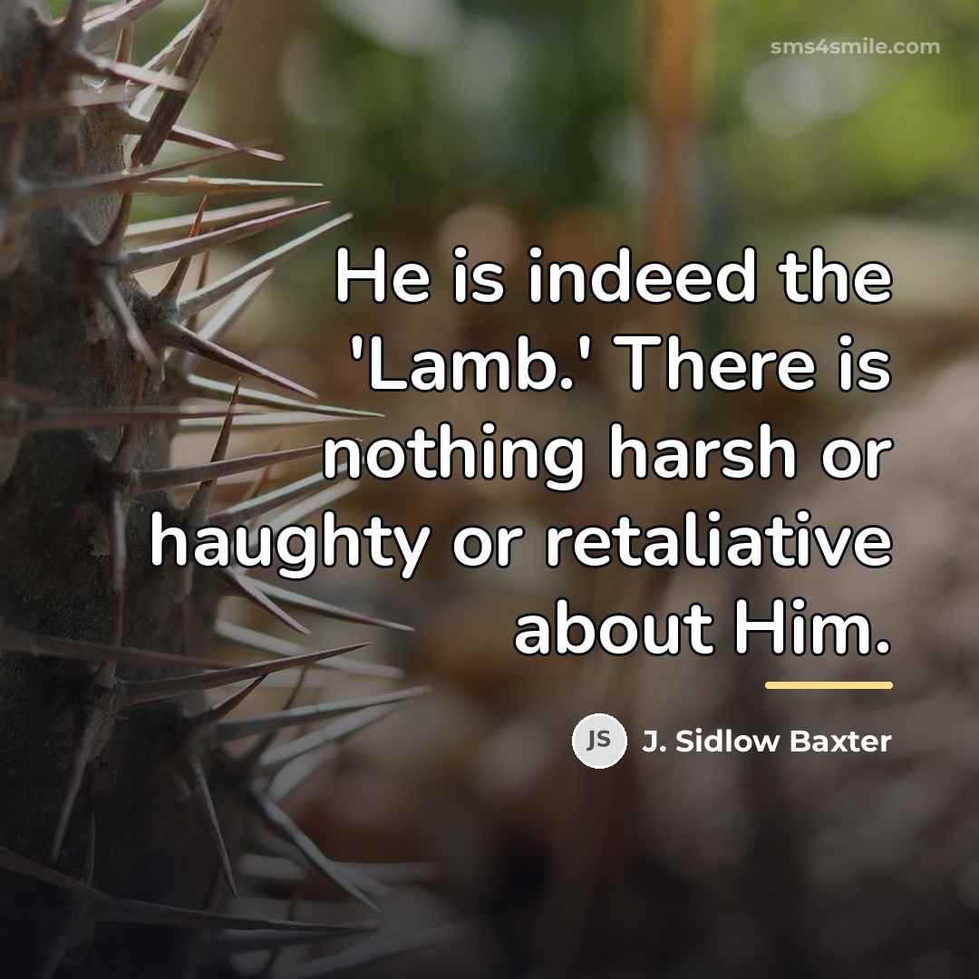 “He is indeed the 'Lamb.' There is nothing harsh or…” quote by J. Sidlow Baxter