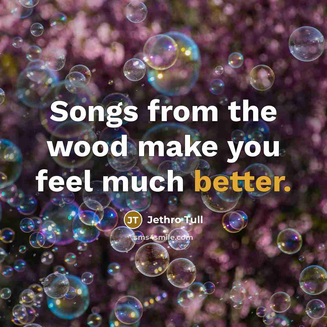 “Songs from the wood make you feel much better.” quote by Jethro Tull