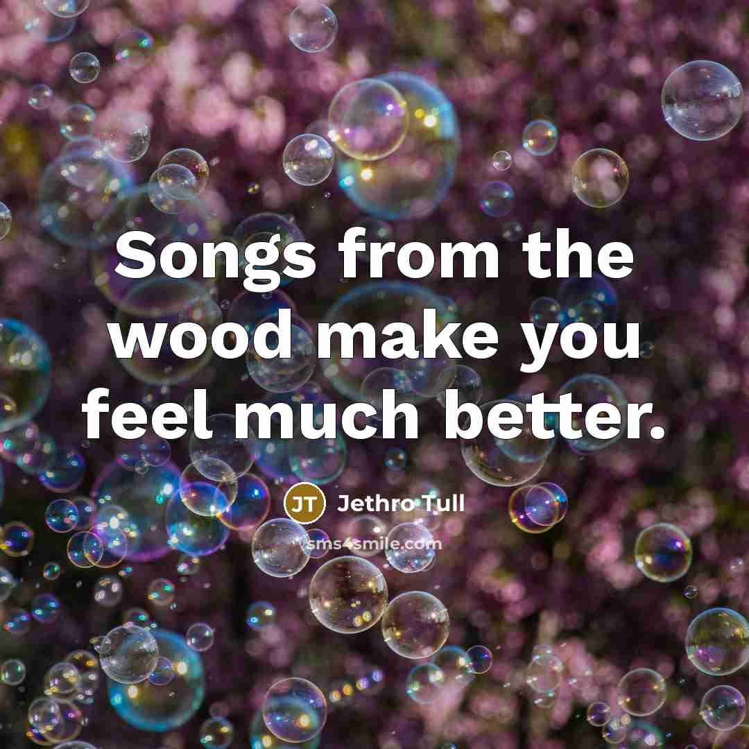 “Songs from the wood make you feel much better.…” quote by Jethro Tull