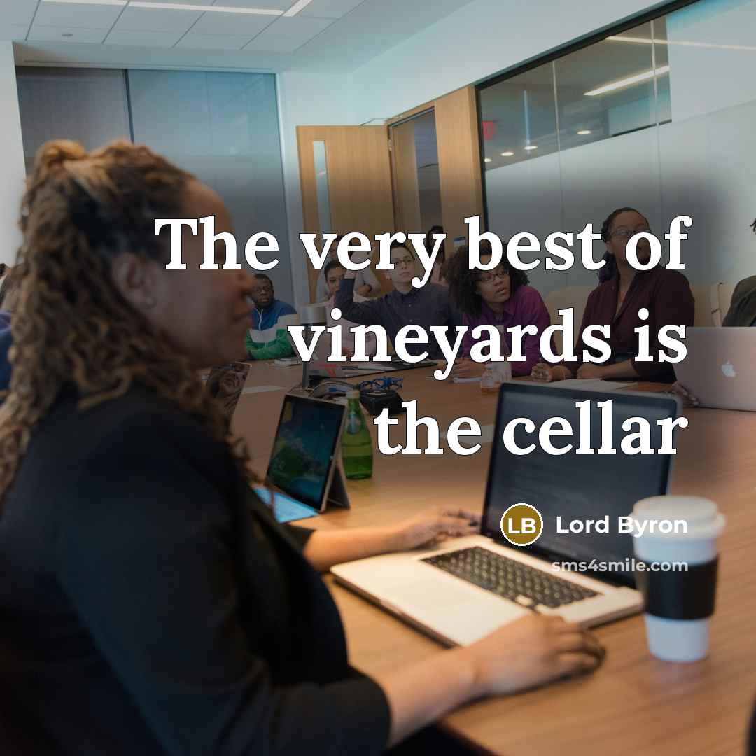 “The very best of vineyards is the cellar” quote by Lord Byron
