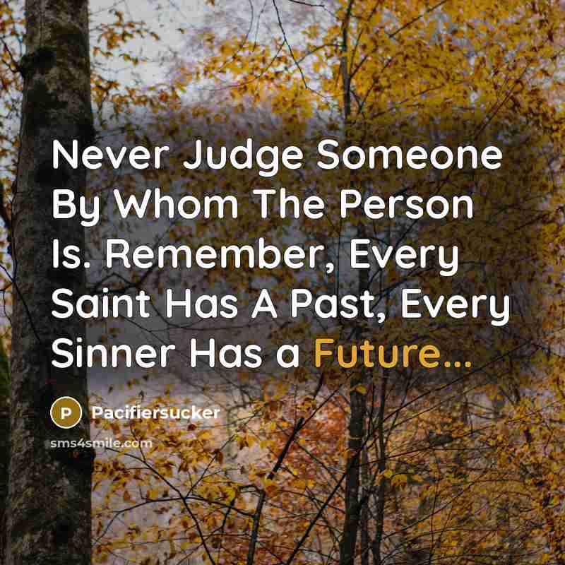“Never Judge Someone By Whom The Person Is. Remember, Every…” quote by Pacifiersucker