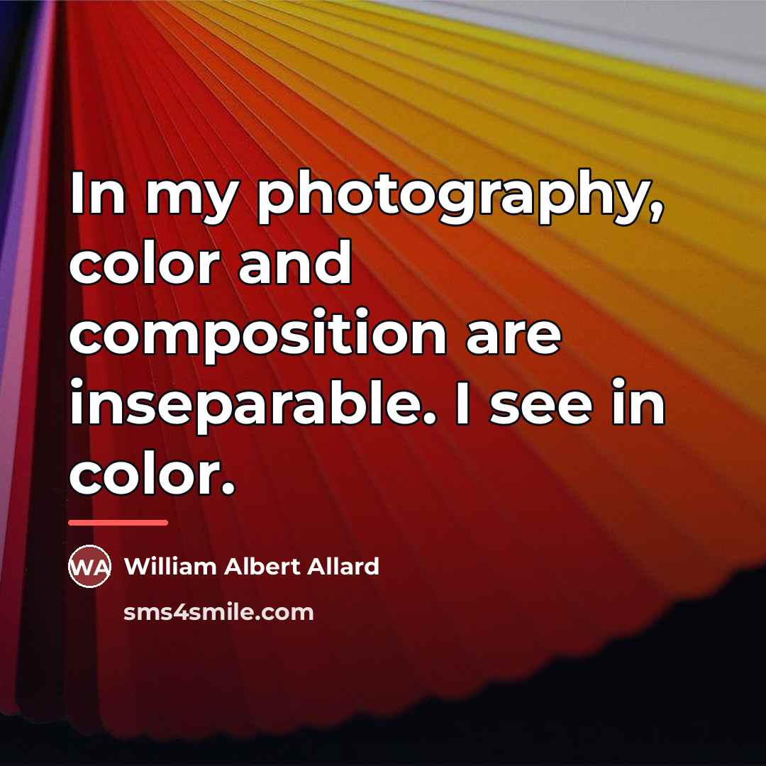 “In my photography, color and composition are inseparable. I see…” quote by William Albert Allard