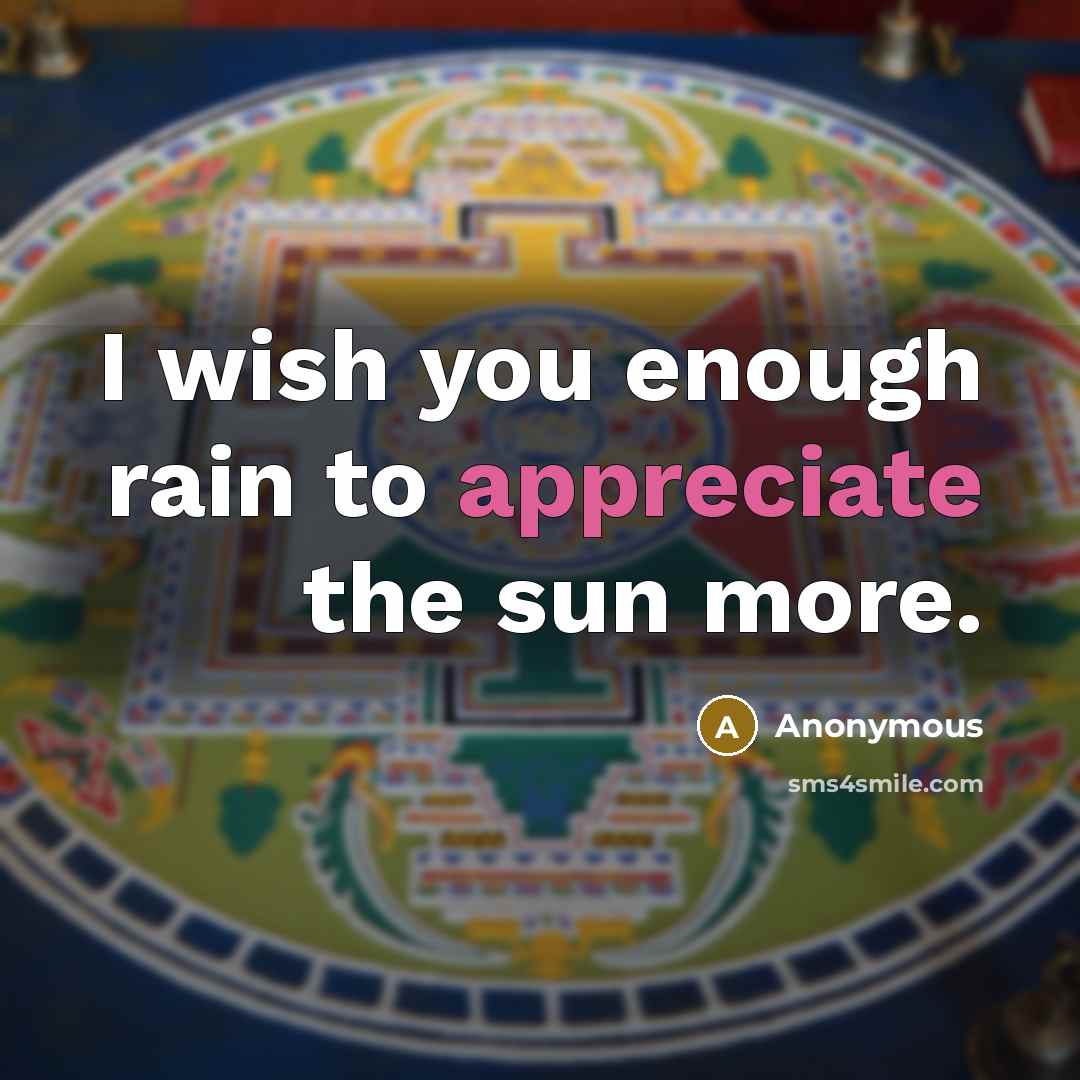 “I wish you enough rain to appreciate the sun more.…” quote by Anonymous