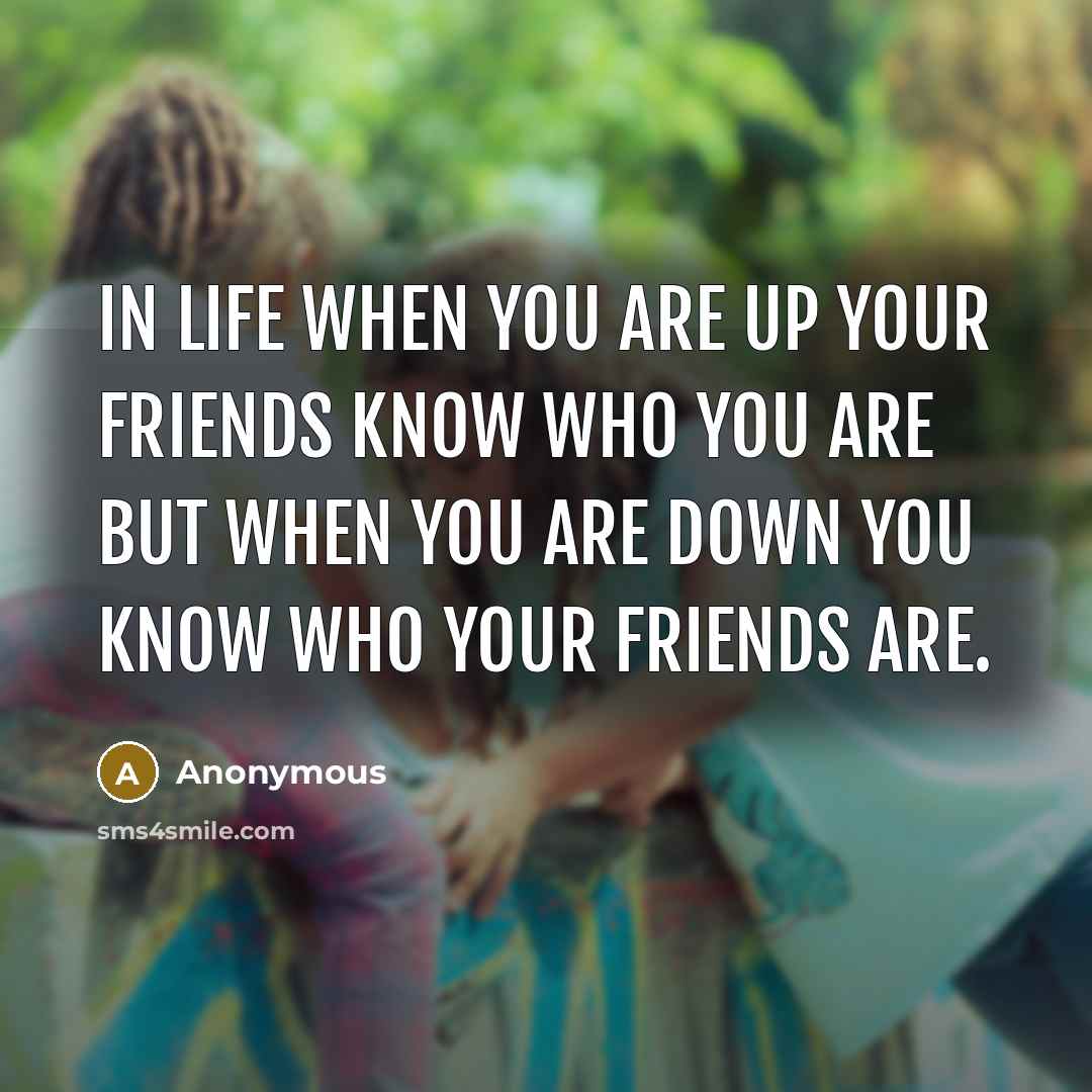 “In life when you are up your friends know who…” quote by Anonymous