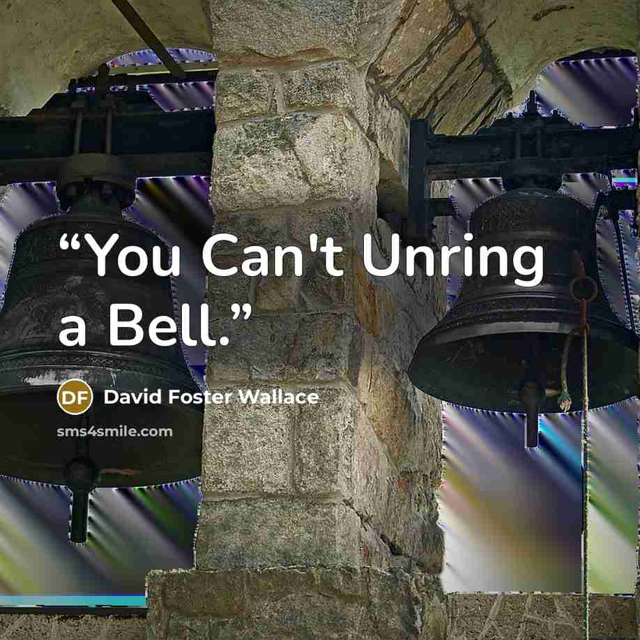 “You Can't Unring a Bell.” quote by David Foster Wallace