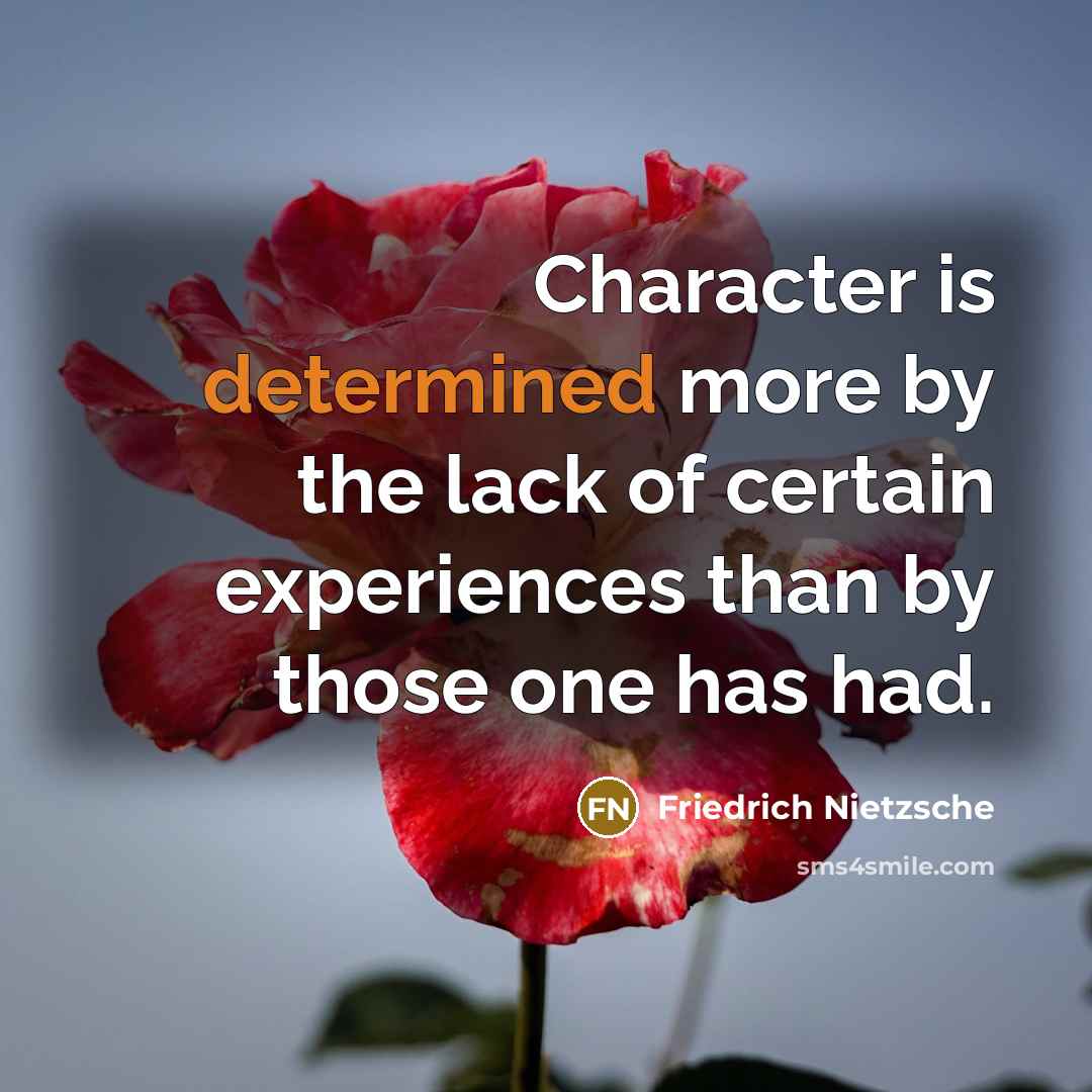 “Character is determined more by the lack of certain experiences…” quote by Friedrich Nietzsche