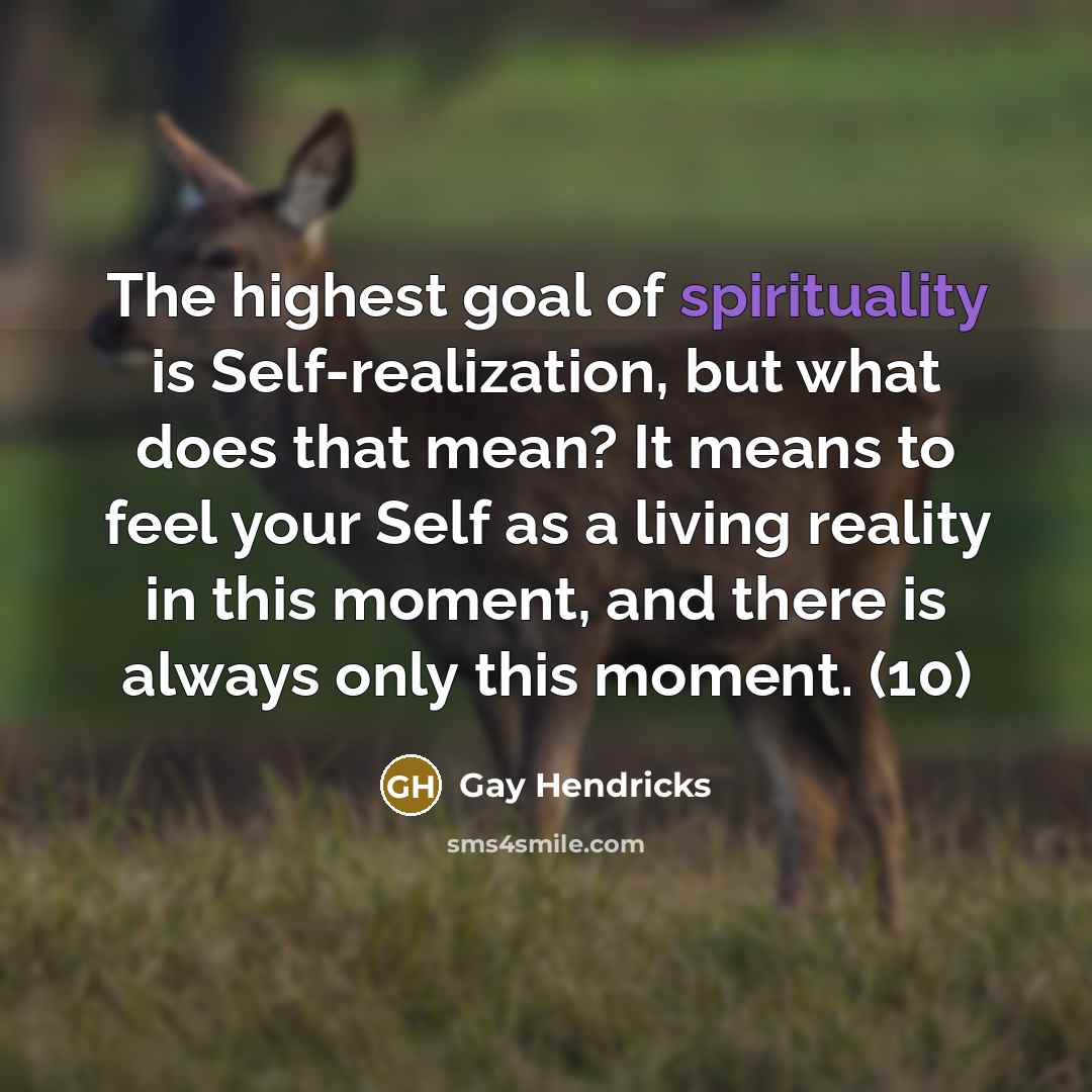 “The highest goal of spirituality is Self-realization, but what does…” quote by Gay Hendricks