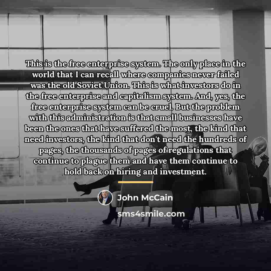 “This is the free enterprise system. The only place in…” quote by John McCain