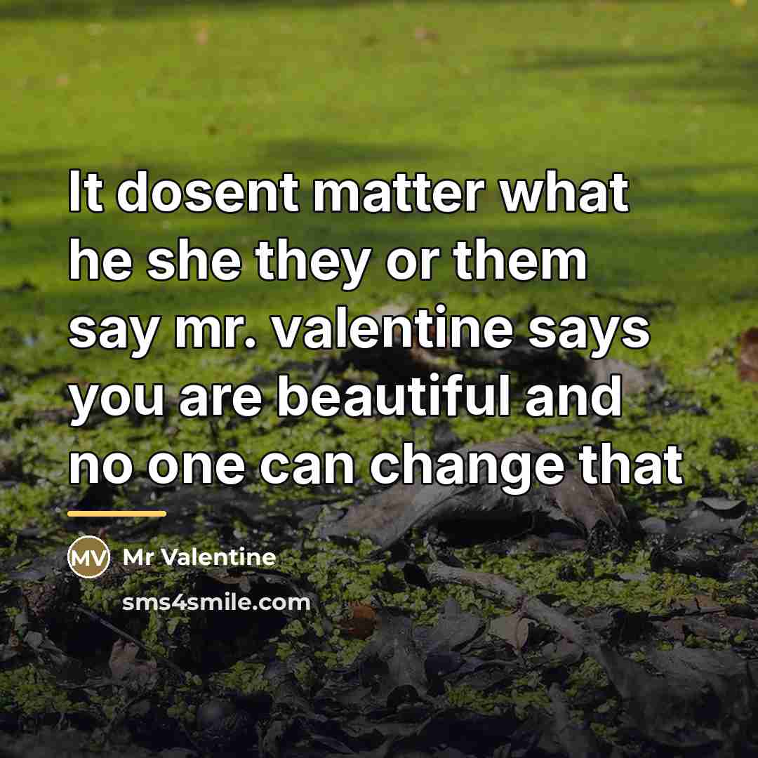 “It dosent matter what he she they or them say…” quote by Mr Valentine