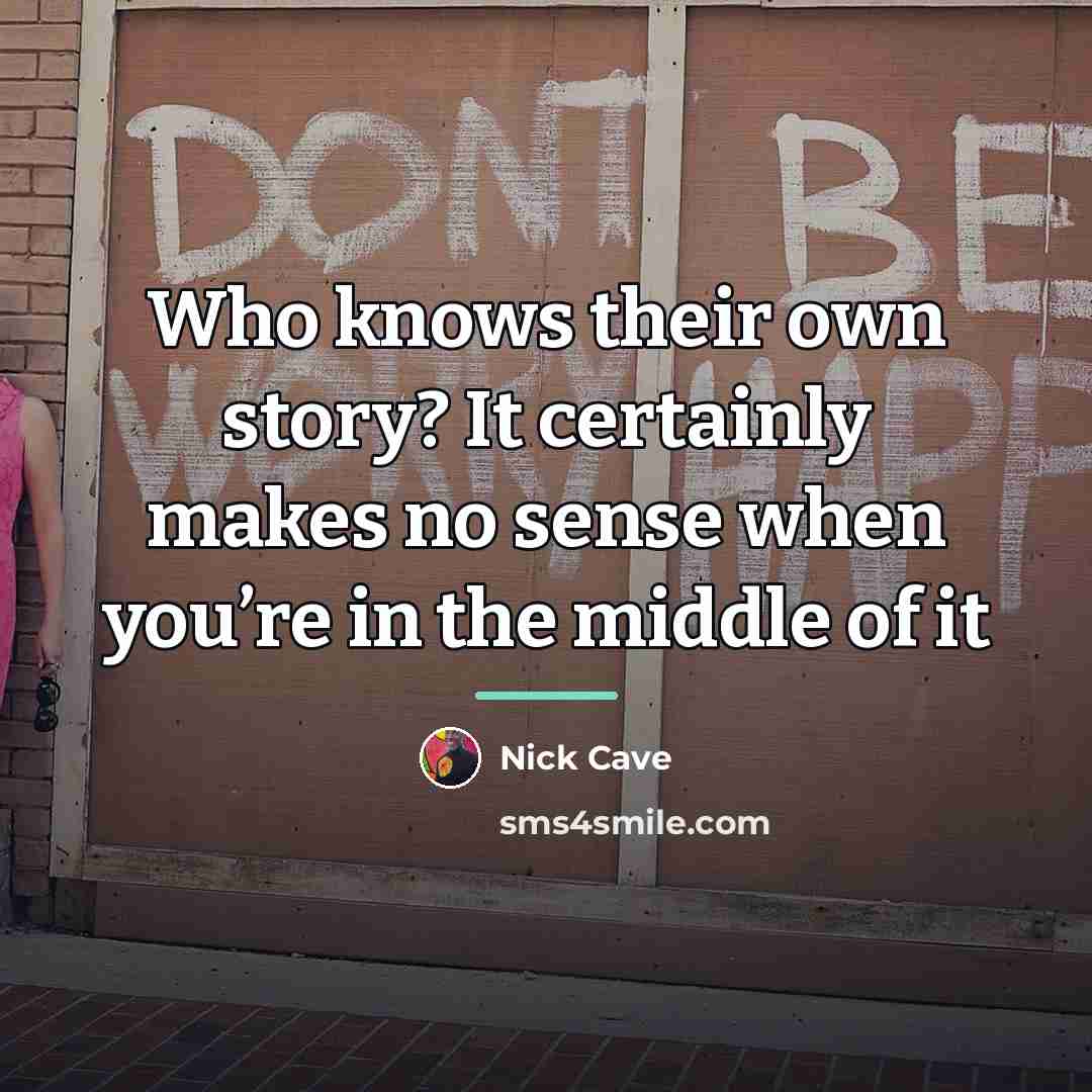 “Who knows their own story? It certainly makes no sense…” quote by Nick Cave
