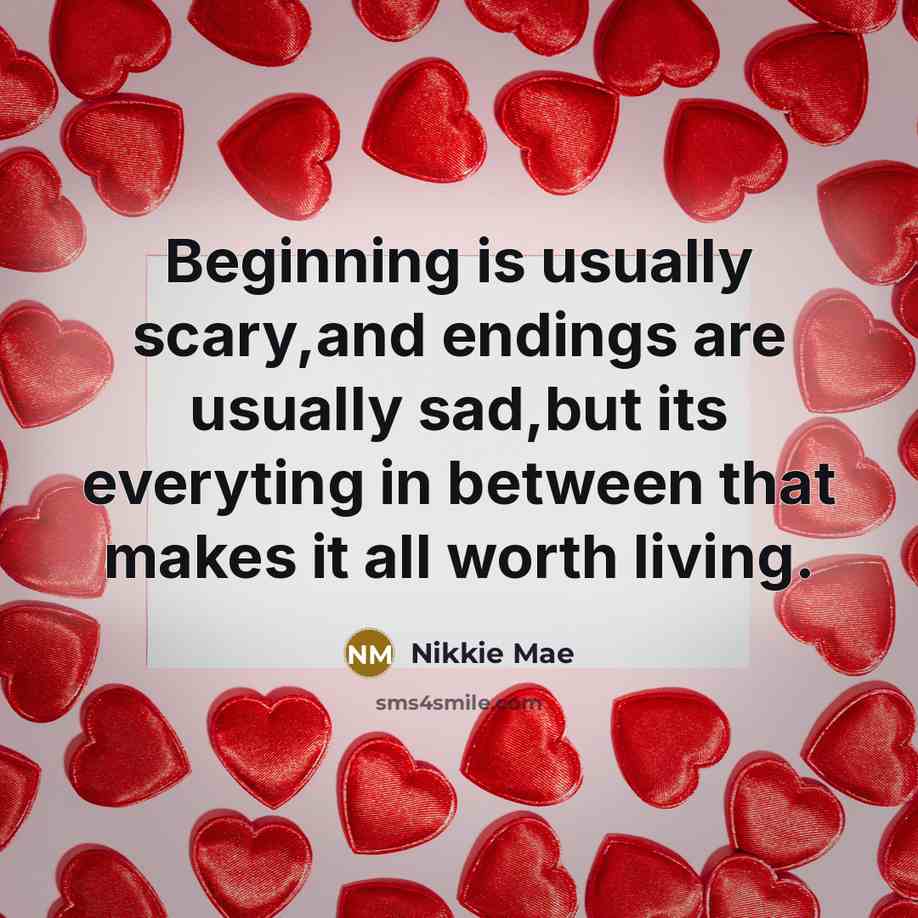 “Beginning is usually scary,and endings are usually sad,but its everyting…” quote by Nikkie Mae