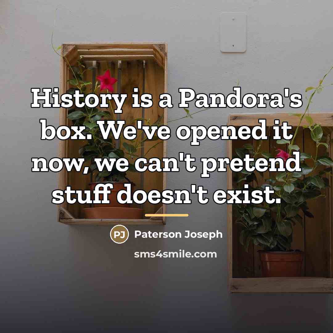 “History is a Pandora's box. We've opened it now, we…” quote by Paterson Joseph
