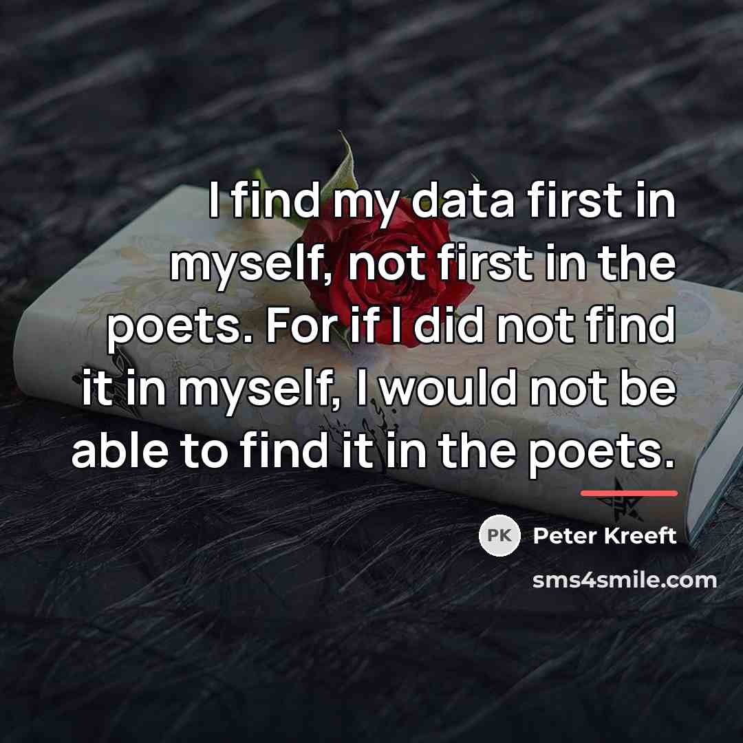 “I find my data first in myself, not first in…” quote by Peter Kreeft