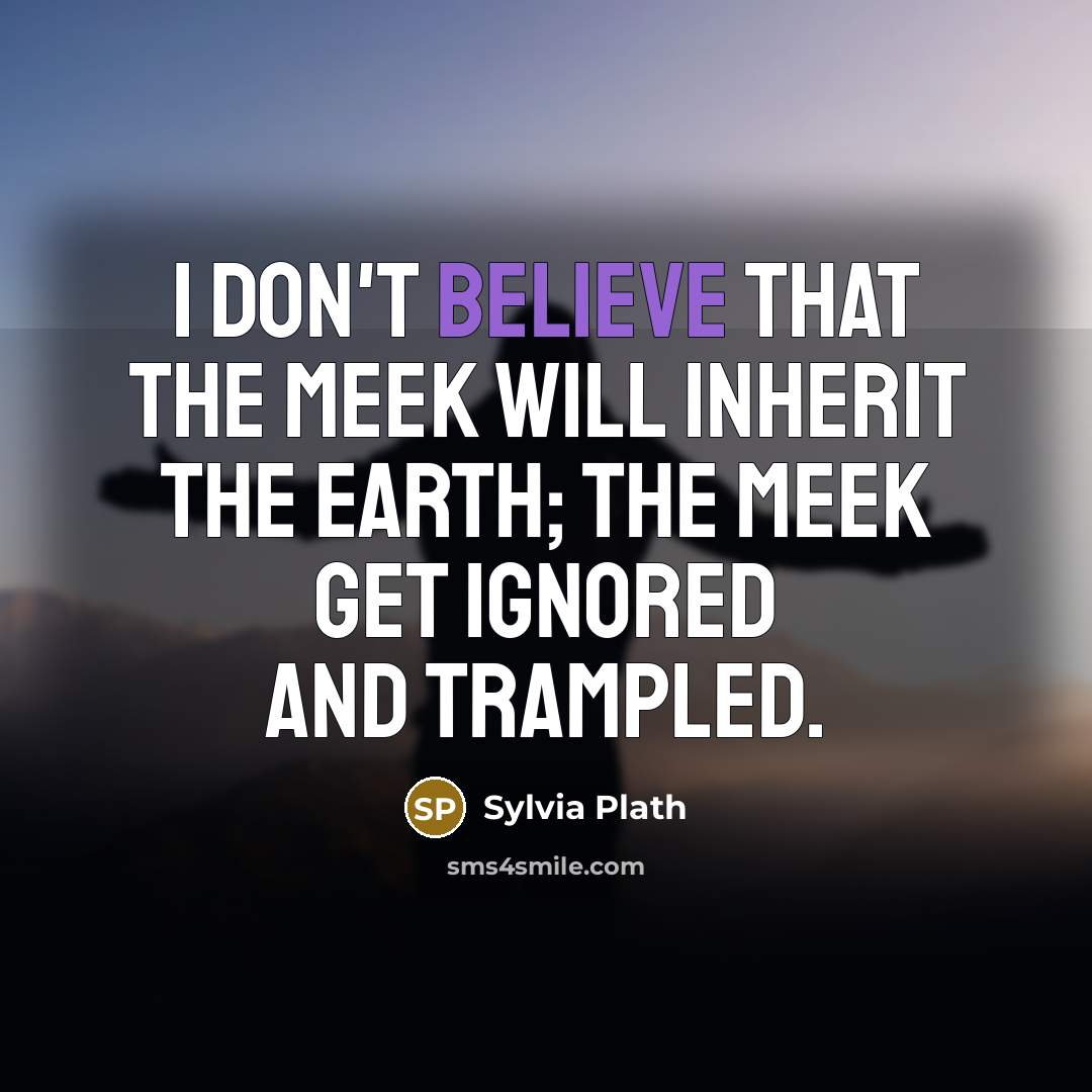“I don't believe that the meek will inherit the earth;…” quote by Sylvia Plath