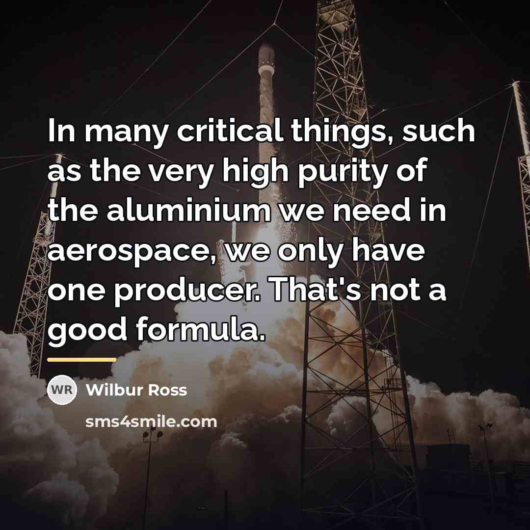 “In many critical things, such as the very high purity…” quote by Wilbur Ross