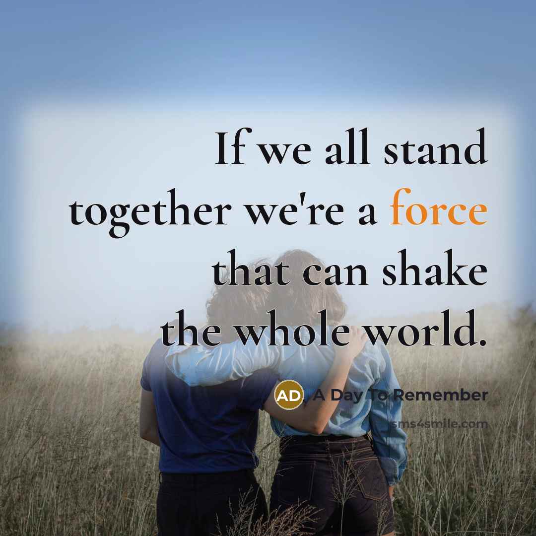 “If we all stand together we're a force that can…” quote by A Day To Remember