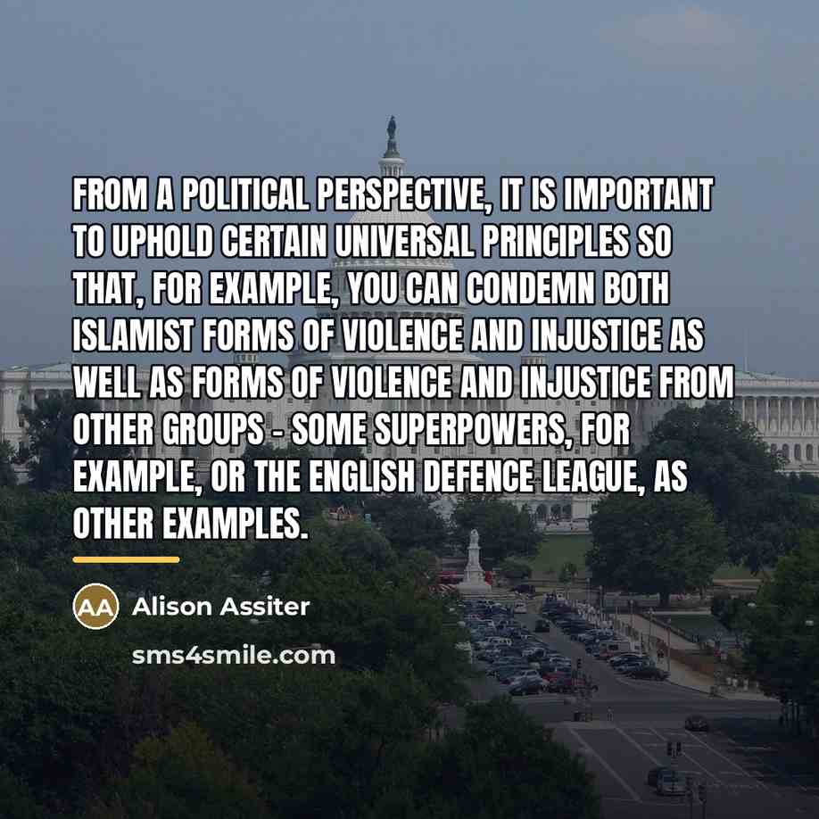 “From a political perspective, it is important to uphold certain…” quote by Alison Assiter