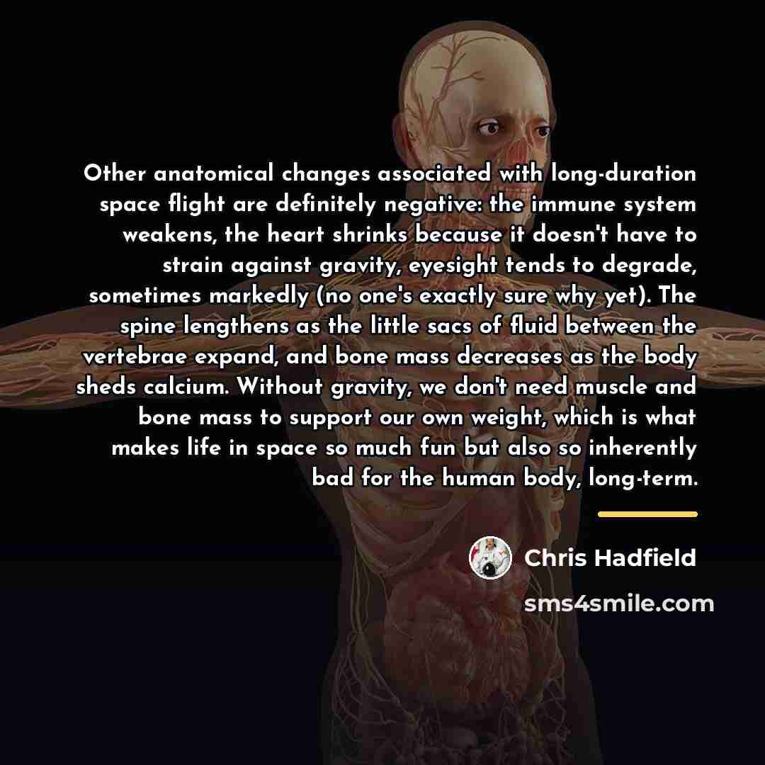 “Other anatomical changes associated with long-duration space flight are definitely…” quote by Chris Hadfield