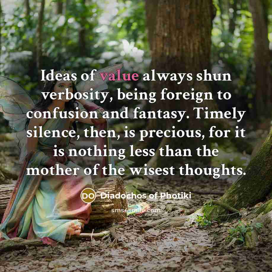 “Ideas of value always shun verbosity, being foreign to confusion…” quote by Diadochos of Photiki