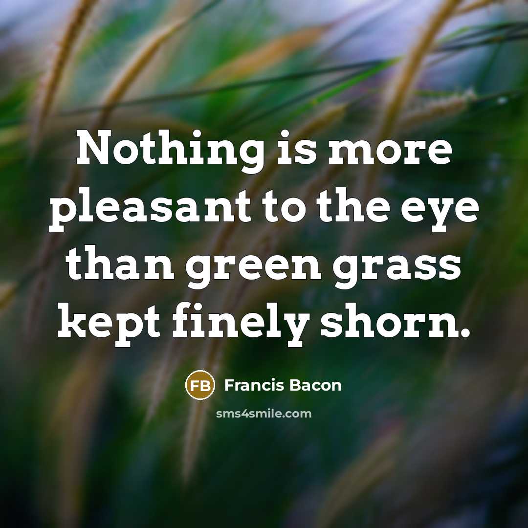 “Nothing is more pleasant to the eye than green grass…” quote by Francis Bacon